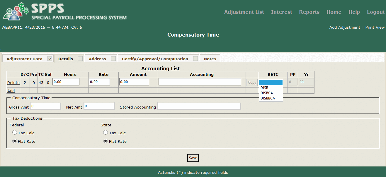 SPPS Web Compensatory Time