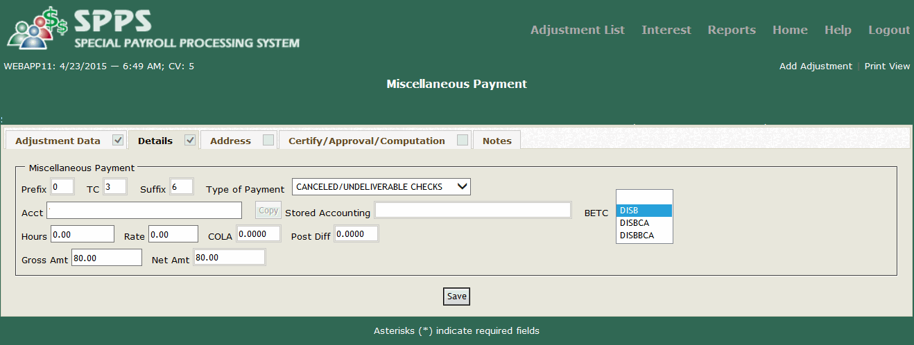 SPPS Web Miscellaneous Payment