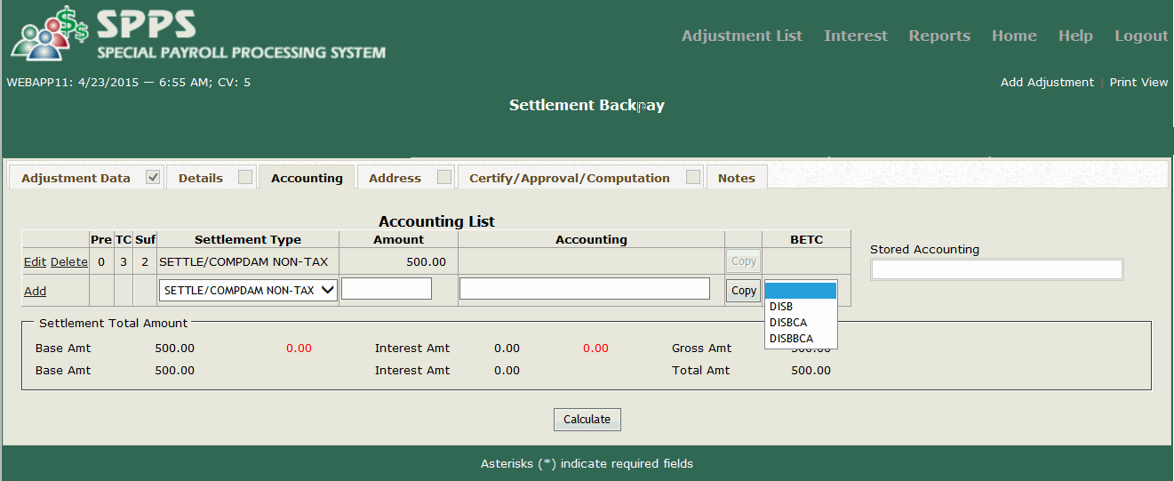 SPPS Web Settlement Backpay