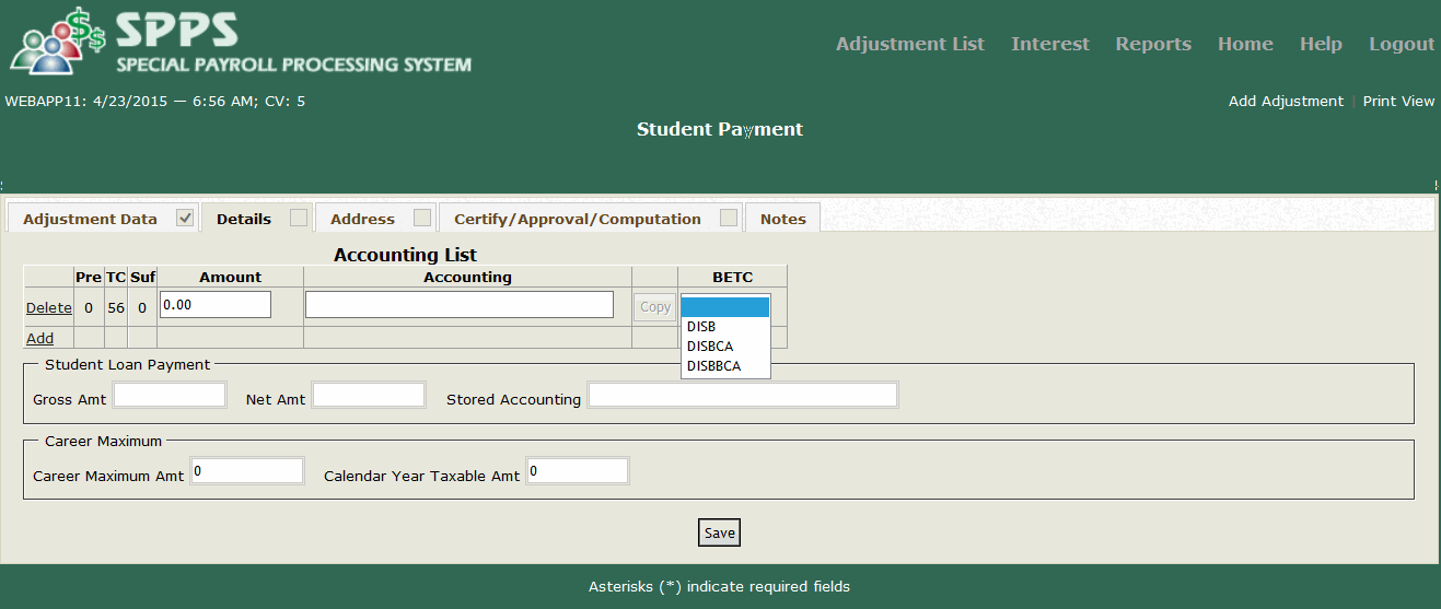SPPS Web Student Payment