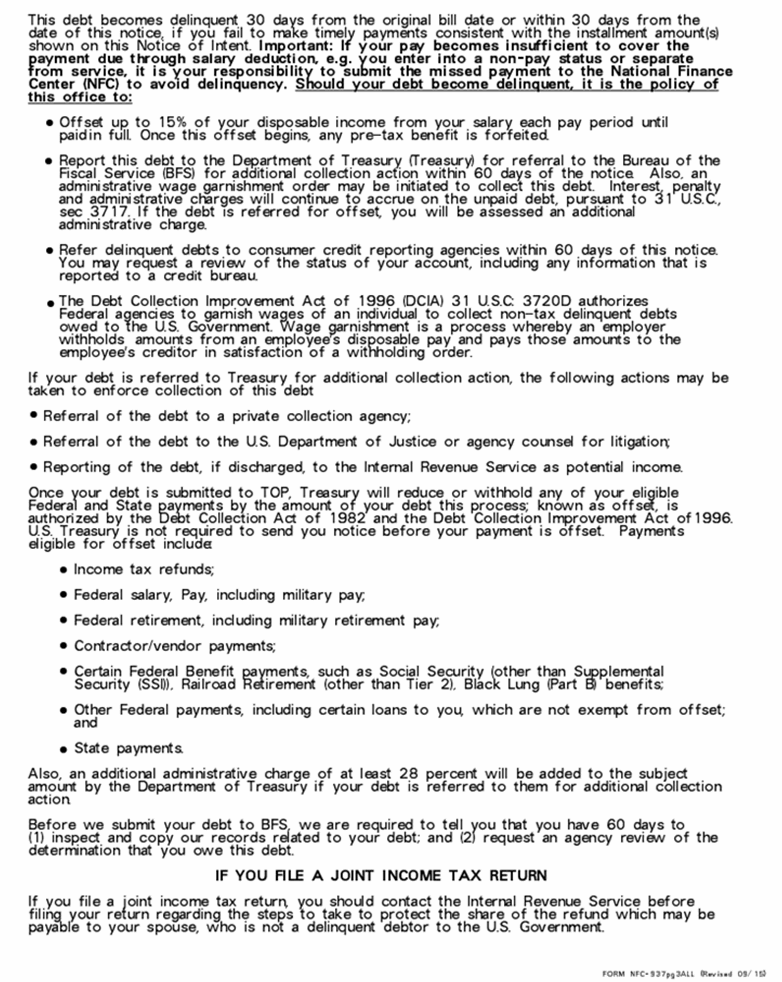 Notice of Intent To Recover Past-Due Health Benefits from Salary (page 3)